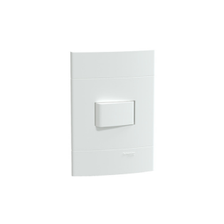 Conjunto 1 Interruptor Simples Horizontal 10A 250V C/Placa 4X2 Branco Fosco Lunare Up - Schneider