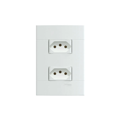 Conjunto 2 Tomadas 2P+T Distanciados 10A 250V C/Placa 4X2 Branco Fosco Lunare Up - Schneider