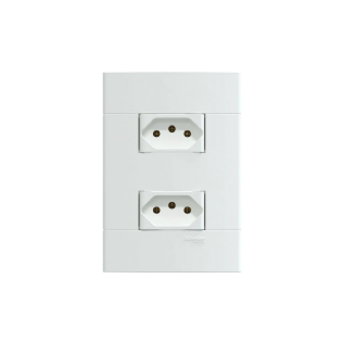 Conjunto 2 Tomadas 2P+T Distanciados 10A 250V C/Placa 4X2 Branco Fosco Lunare Up - Schneider