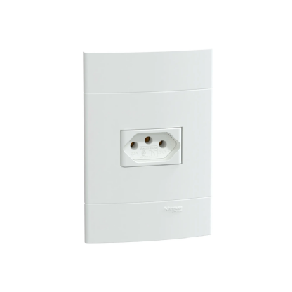 Conjunto 1 Tom 2P+T Horizontal 20A 250V C/Placa 4X2 Branco Fosco Lunare Up - Schneider