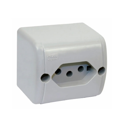 Tomada Sobrepor 2P+T Retangular 20A 250V Branco Borne Parafuso - Pial