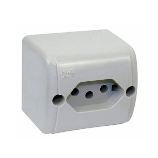 Tomada Sobrepor 2P+T Retangular 20A 250V Branco Borne Parafuso - Pial