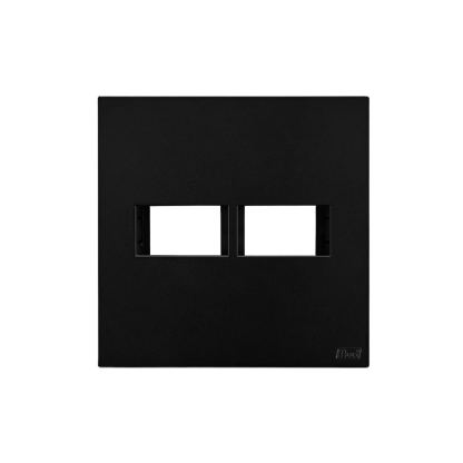 Placa Acabamento 4X4 2 Postos Horizontal Black Satin C/Suporte Recta - Blux