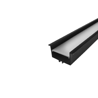 Perfil De Embutir Recuado C/ Mola 64Mmx34Mm Preto Dif Bc 2Mt - Luminatti