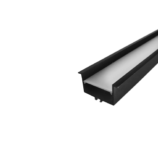 Perfil De Embutir Recuado C/ Mola 64Mmx34Mm Preto Dif Bc 2Mt - Luminatti