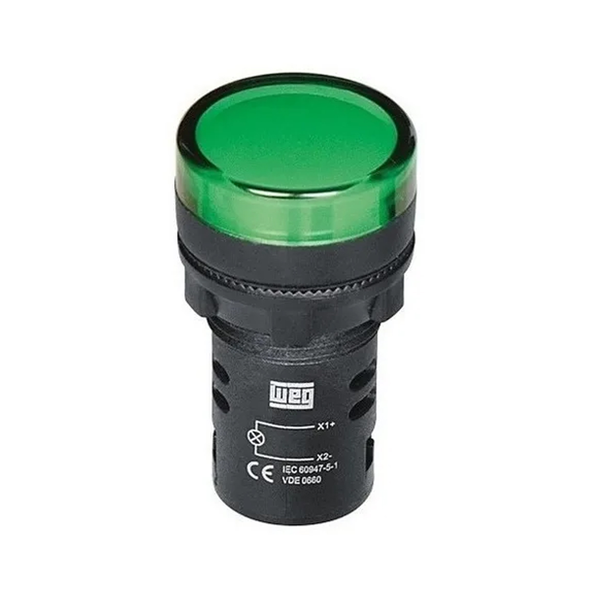 Sinaleiro Monobloco Redondo Plástico Verde 24Vca/Vcc Led Ip65 Cew 22mm SM2-E2624VCA/VCC - WEG