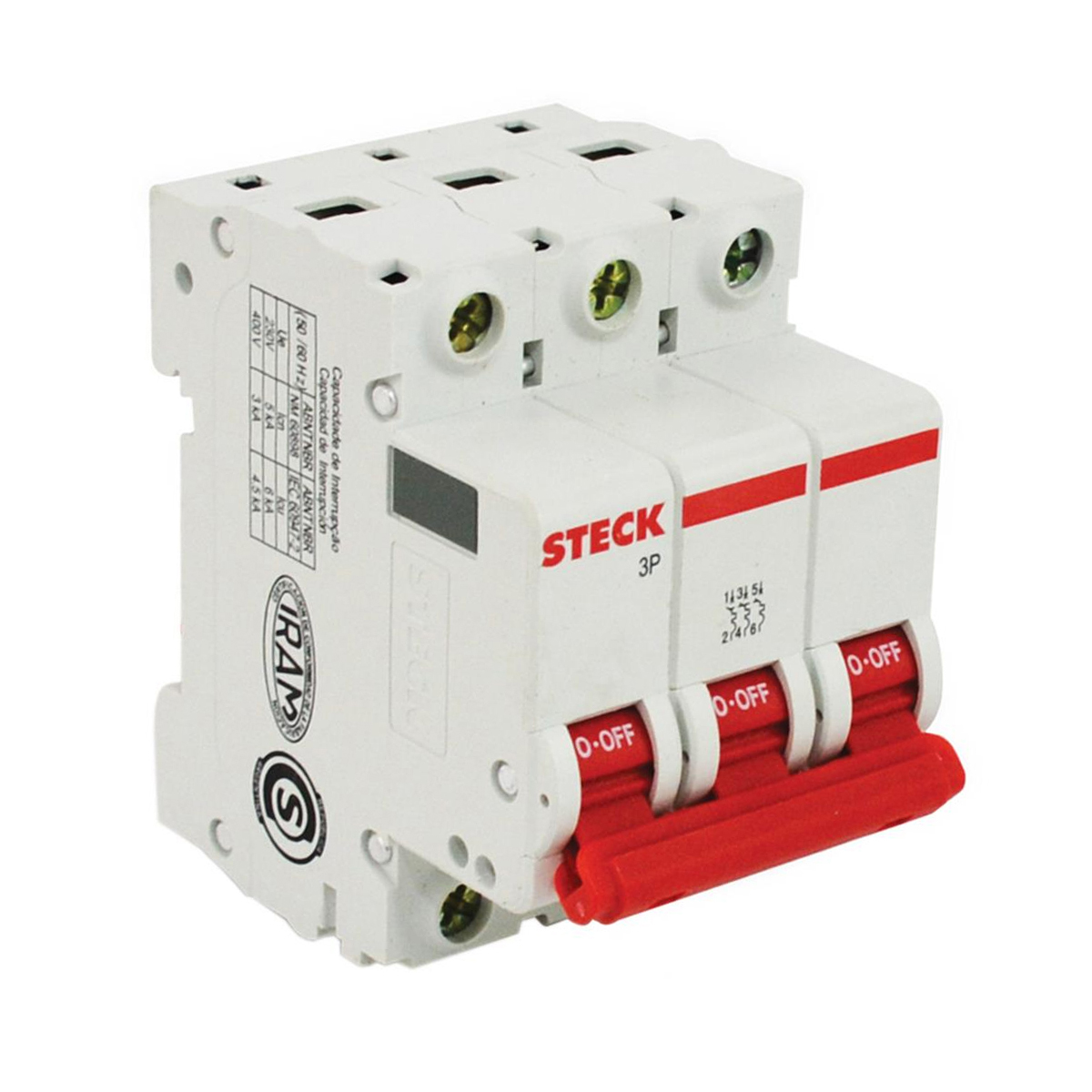 Disjuntor Mini Din Tripolar 70A Curva C 4,5Ka 230/400V SD63C70 - Steck