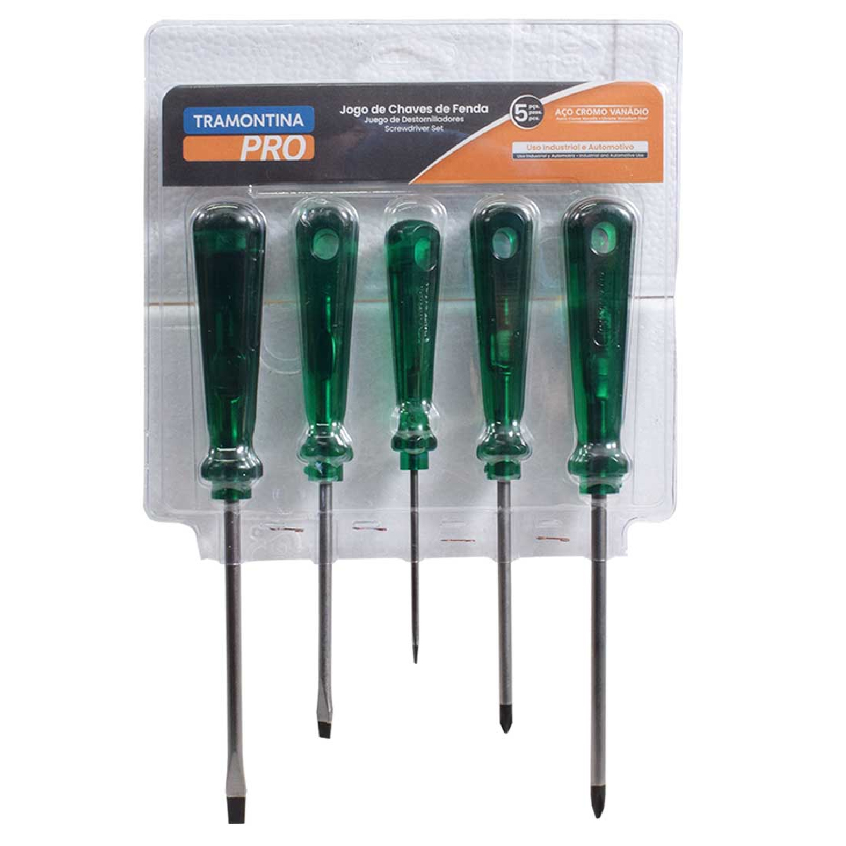 Jogo Chave Fenda 5 Chaves Ponta Chata/Cruzada - Tramontina