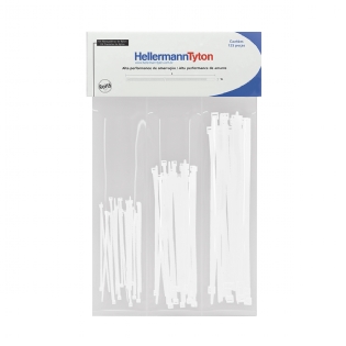 Abraçadeiras Flexíveis Branca 10cm/15cm/20cm 125 Unidades Sortidas - Hellermann