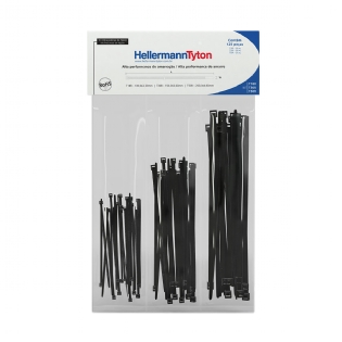 Abraçadeiras Flexíveis Preta 10cm/15cm/20cm 125 Unidades Sortidas - Hellermann