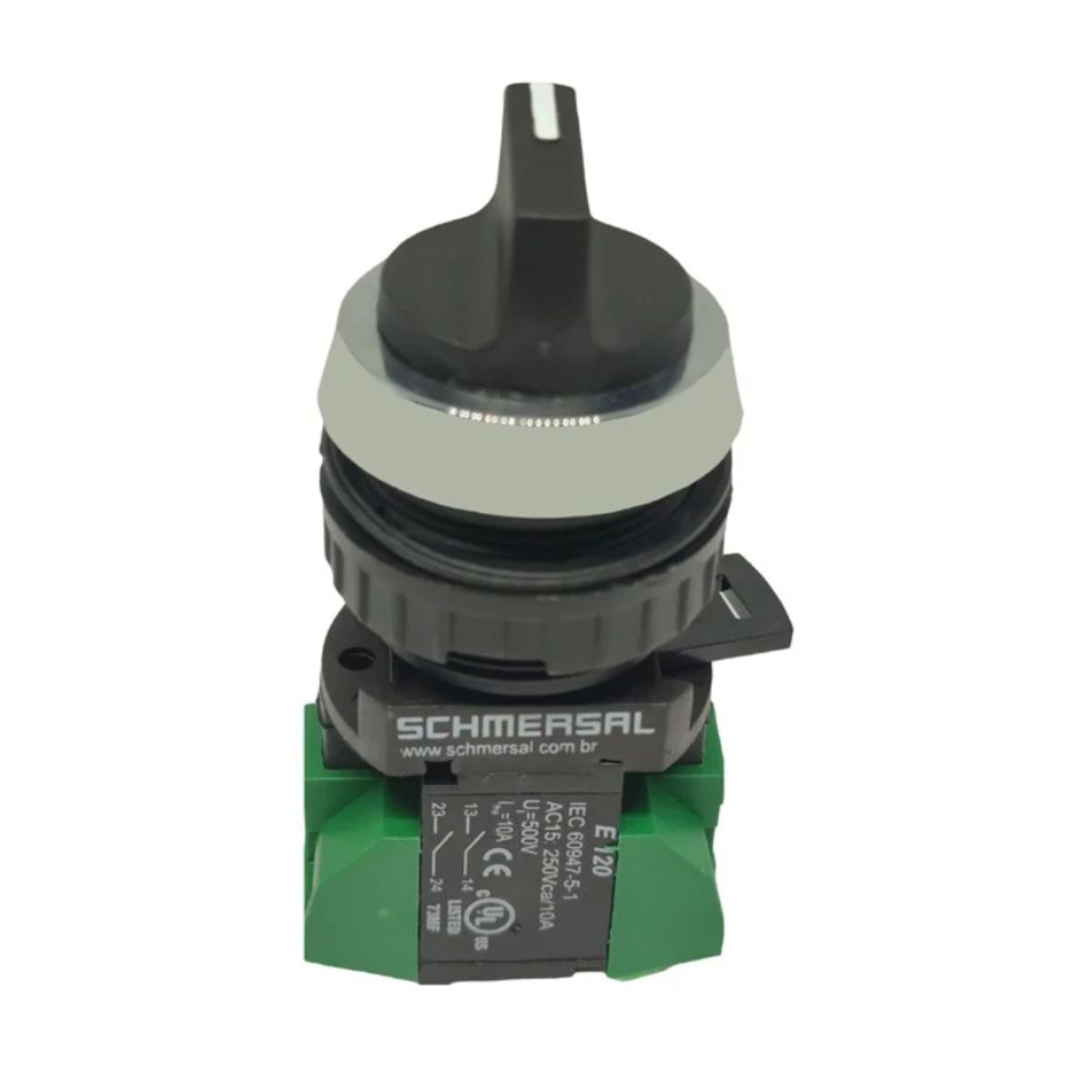 Botão Comutador Knob Curto 3 Pos Ret 45G 30Mm Metálico Preto 2Na - Ace Schemersal