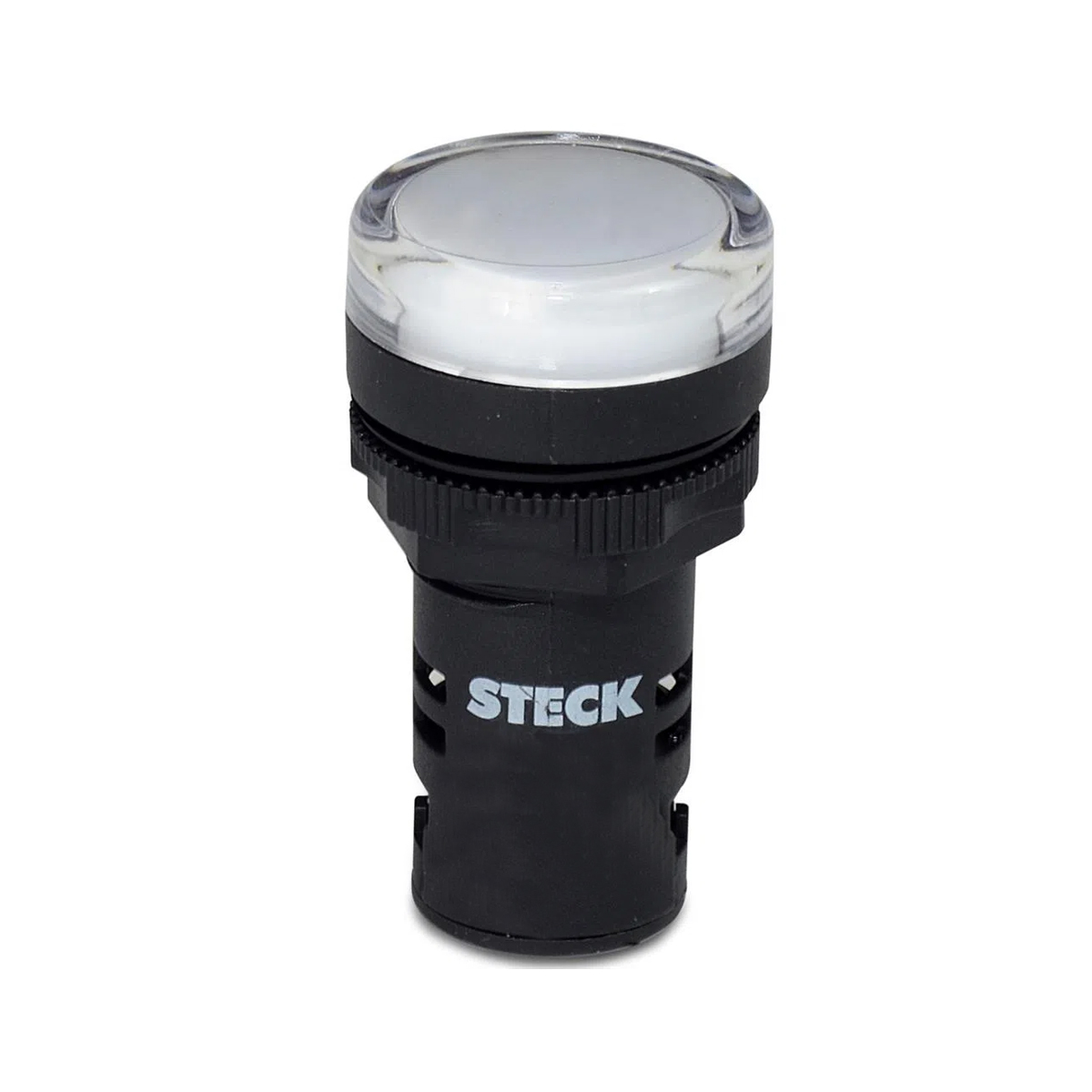 Sinaleiro Monobloco Redondo Plástico Branco 110V Led Ip65 Max Botton 22mm - Steck