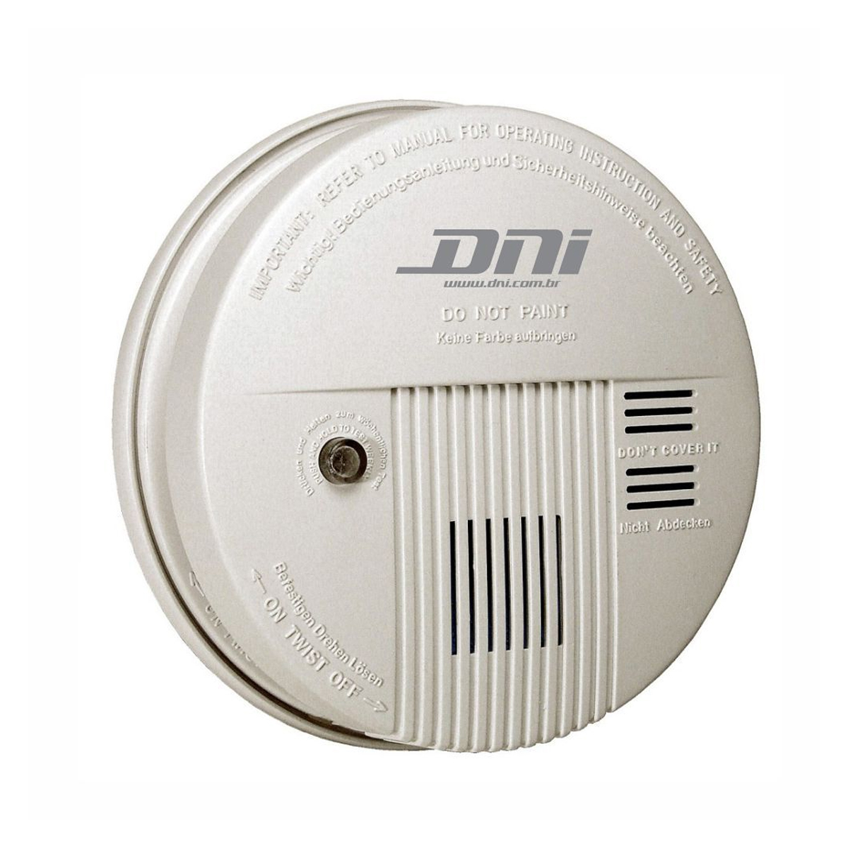 Detector De Fumaça Com Sirene Inclusa Bateria 9V Com Led Com Saída Nf 12-25mA Branco - Dni