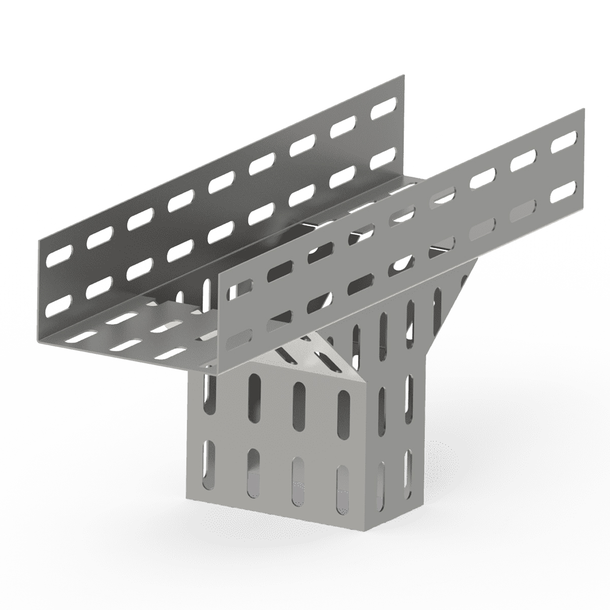 Te Vertical Descida Aço Para Eletrocalha Perfurado Tipo U 100X100Mm Pré Zincado