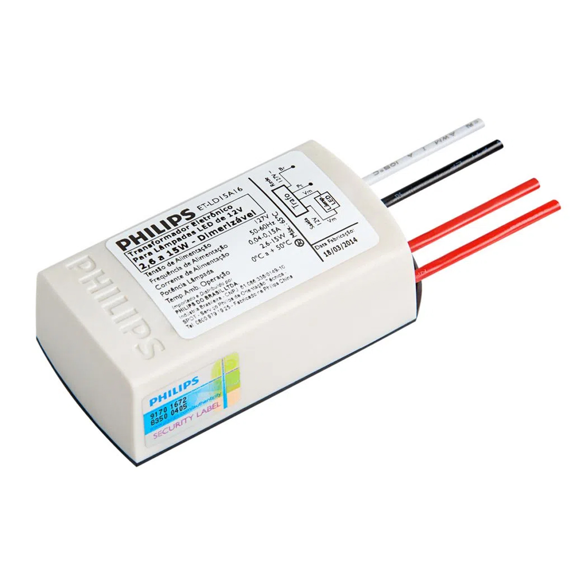 Transformador Para Led 12V Dimerizável 220V 2,6/15W - Philips