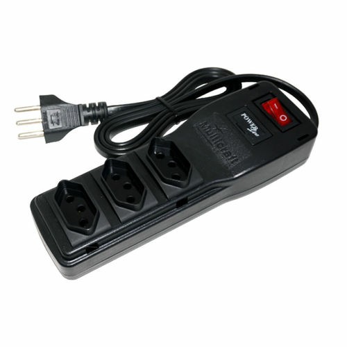 Filtro De Linha Plps 1 Metro 3 Tomadas Bivolt  10A Preto Pvc - Multicraft