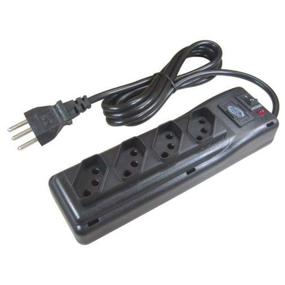 Filtro De Linha Plps 1 Metro 4 Tomadas Bivolt  10A Preto Pvc - Multicraft