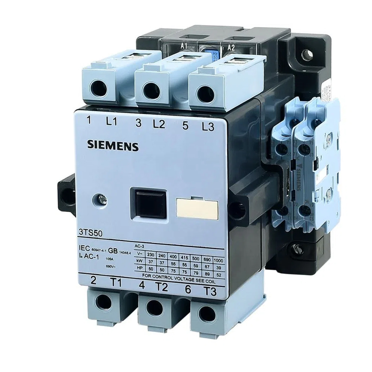 Contator Potência Tripolar 105A 220V 2Na+2Nf 50/60Hz 3TS50220AN2 - Siemens