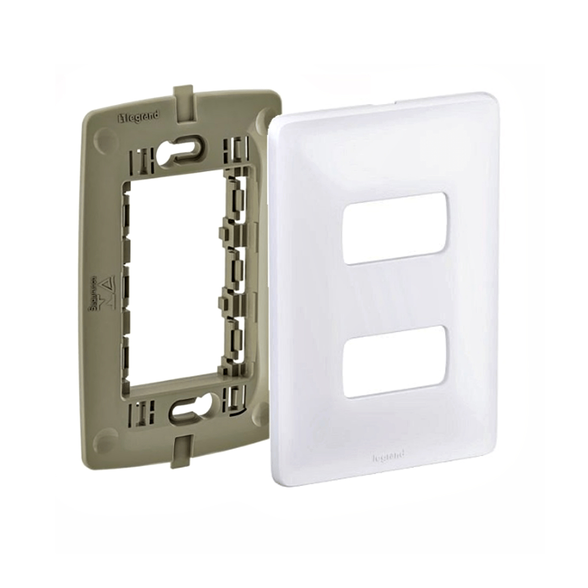 Placa Acabamento 2 Postos Horizontal4X2 Com Suporte Zeffia Branco - Pial