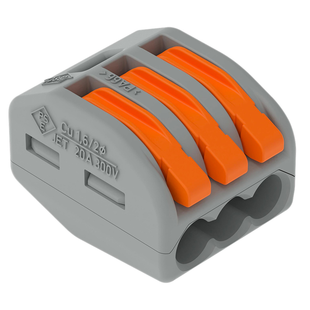 Conector Elétrico Emenda Rápido Poliamida Cinza/Laranja 3 Polos 4,00Mm Classic 222-413 - Wago