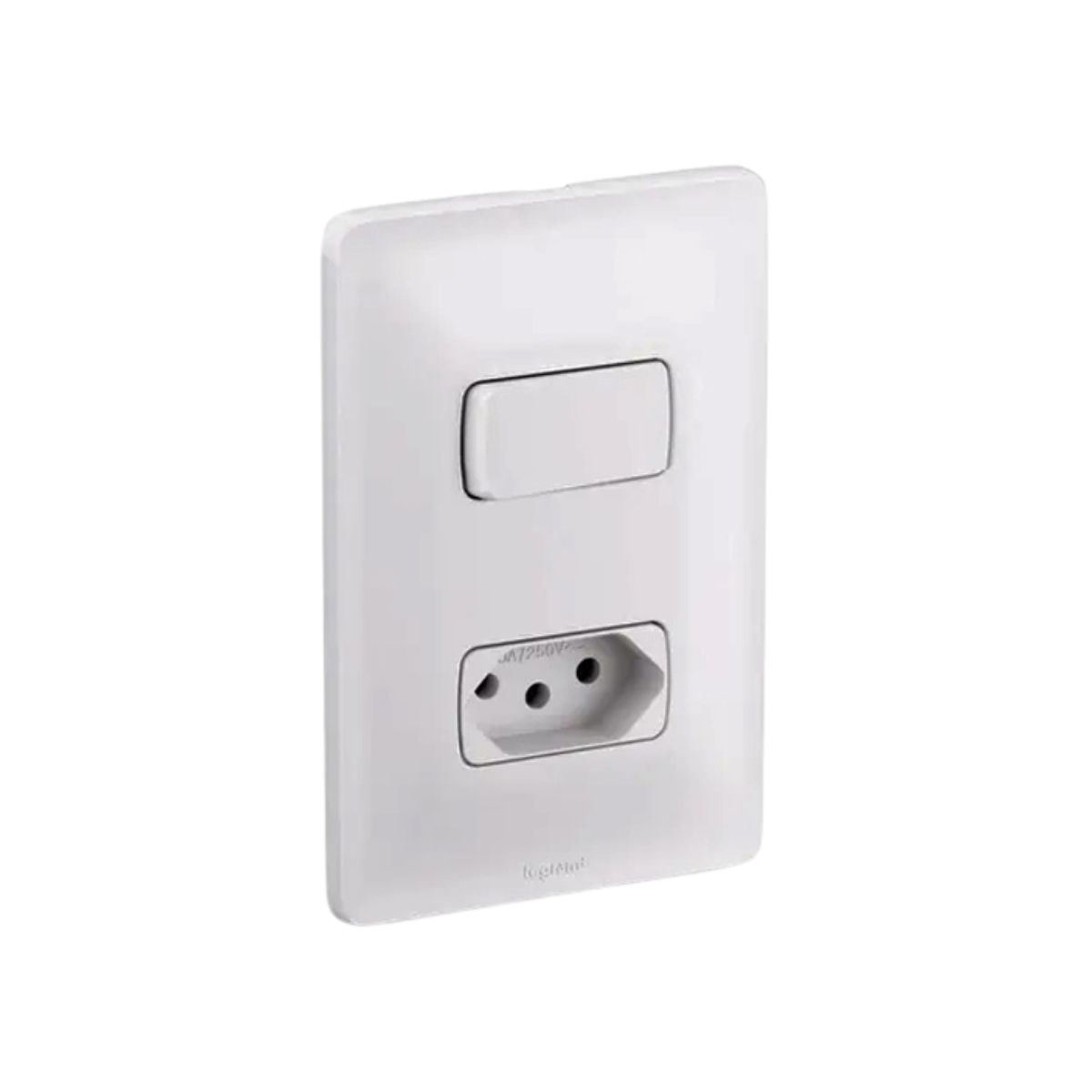 Conjunto 1 Interruptor Paralelo + 1 Tom 2P+T Distanciados 10A 250V C/Placa 4X2 Branco Zeffia - Pial