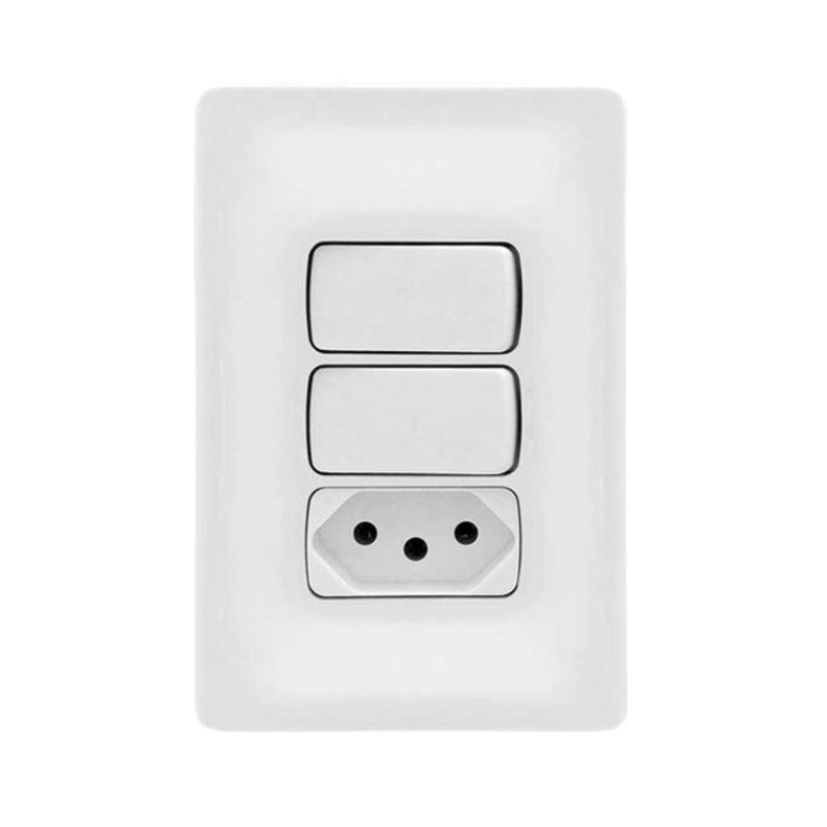 Conjunto 1 Interruptor Simples + 1 Interruptor Paralelo + 1 Tom 2P+T 10A 250V C/Placa 4X2 Branco Zeffia - Pial