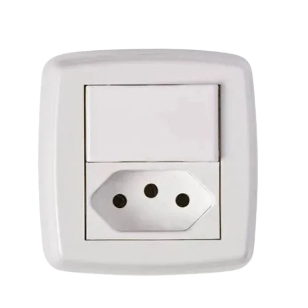 Conjunto 1 Interruptor Simples + 1 Tomada 2P+T 10A 250V Marfim 73x70mm Sobrepor Granbella - Weg