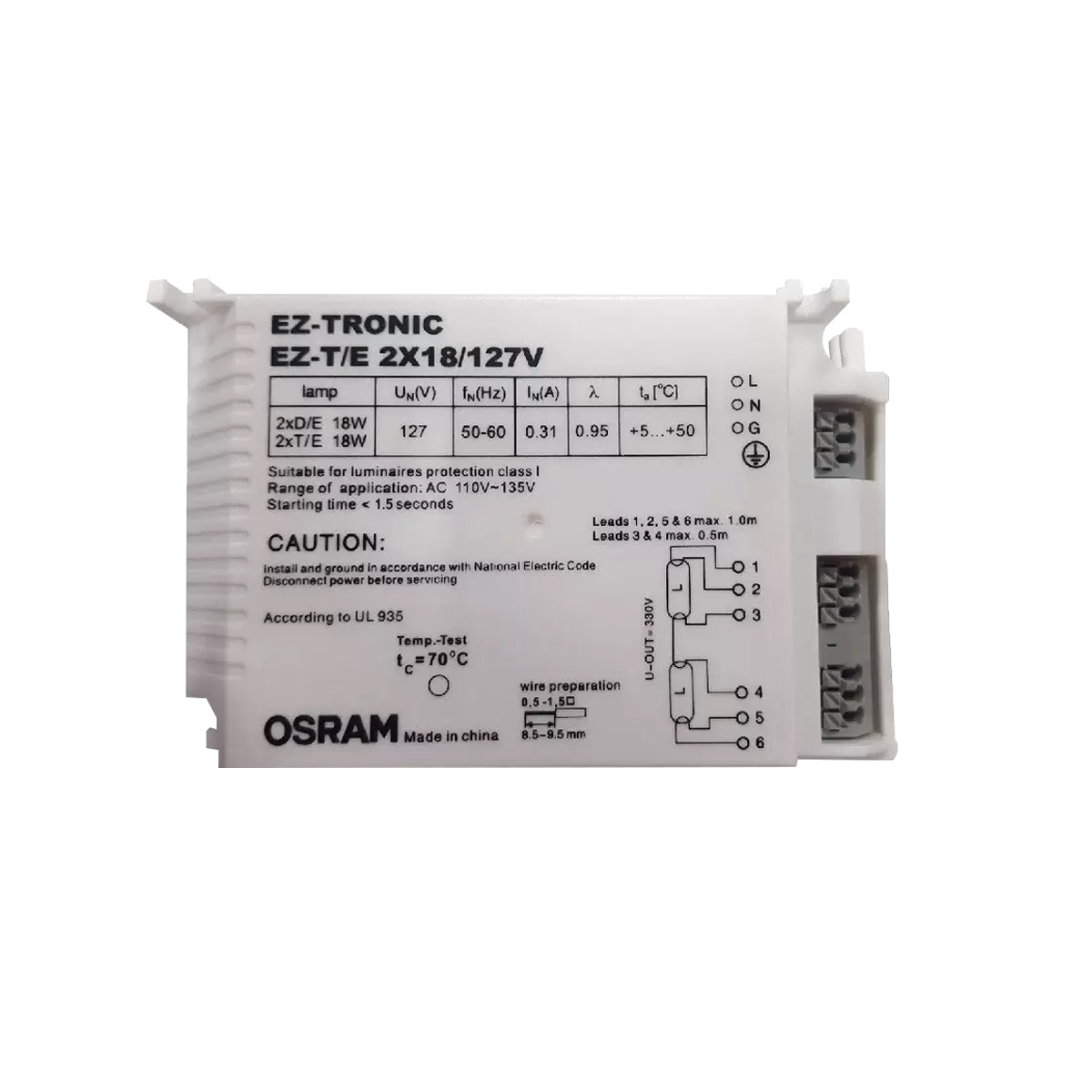 Reator Eletrônico 2X 18W 127V - Osram/Ledvance
