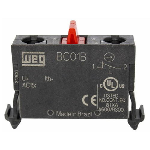 Bloco Contato Auxiliar Para Botoeira Base Caixa Terminal Parafuso Até 1000V 1Nf BC01B-CSW - WEG