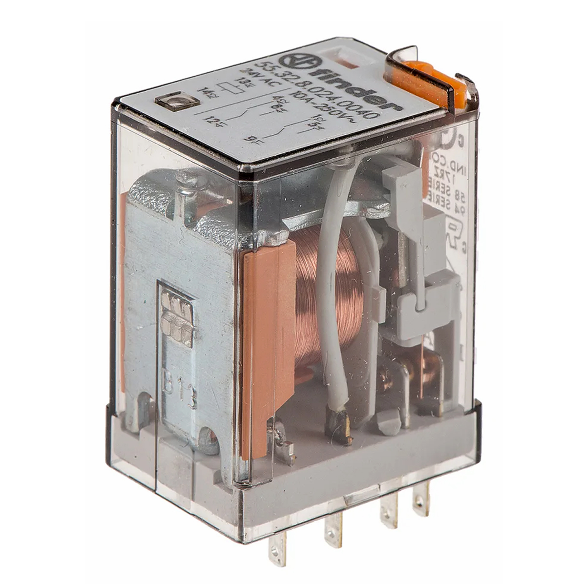 Relé Modular Industrial Fixação Base 2 Contatos Reversíveis 24Vac - Finder