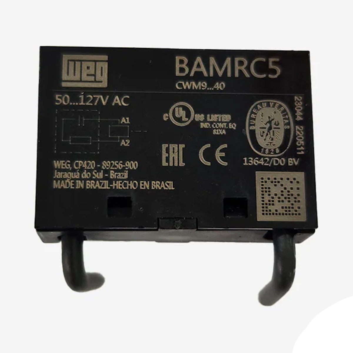 Bloco Contato Supressor Antiparasita RC Para Contator 50-127V Direta Cwm9-Cwm40 Weg