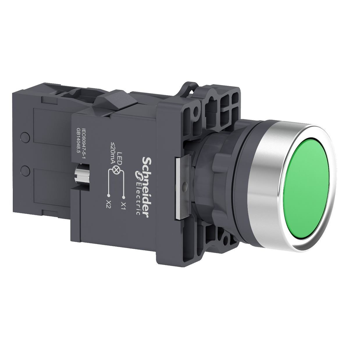 Botão Plástico Faceado Impulsão 1Na Iluminado Led 220Vca 22mm Verde XA2EW33M1 - Schneider Electric