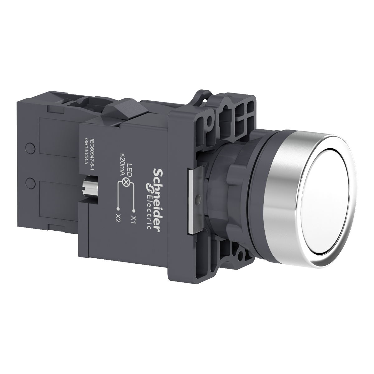 Botão Plástico Faceado Impulsão 1Na Iluminado Led 220Vca 22mm Branco XA2EW31M1 - Schneider Electric