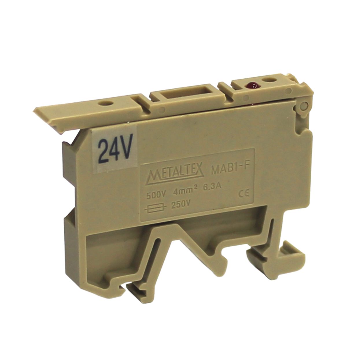 Conector Borne Passagem Porta Fusível 2 Conexões 4,00Mm 500V Bege Led 24V - Metaltex