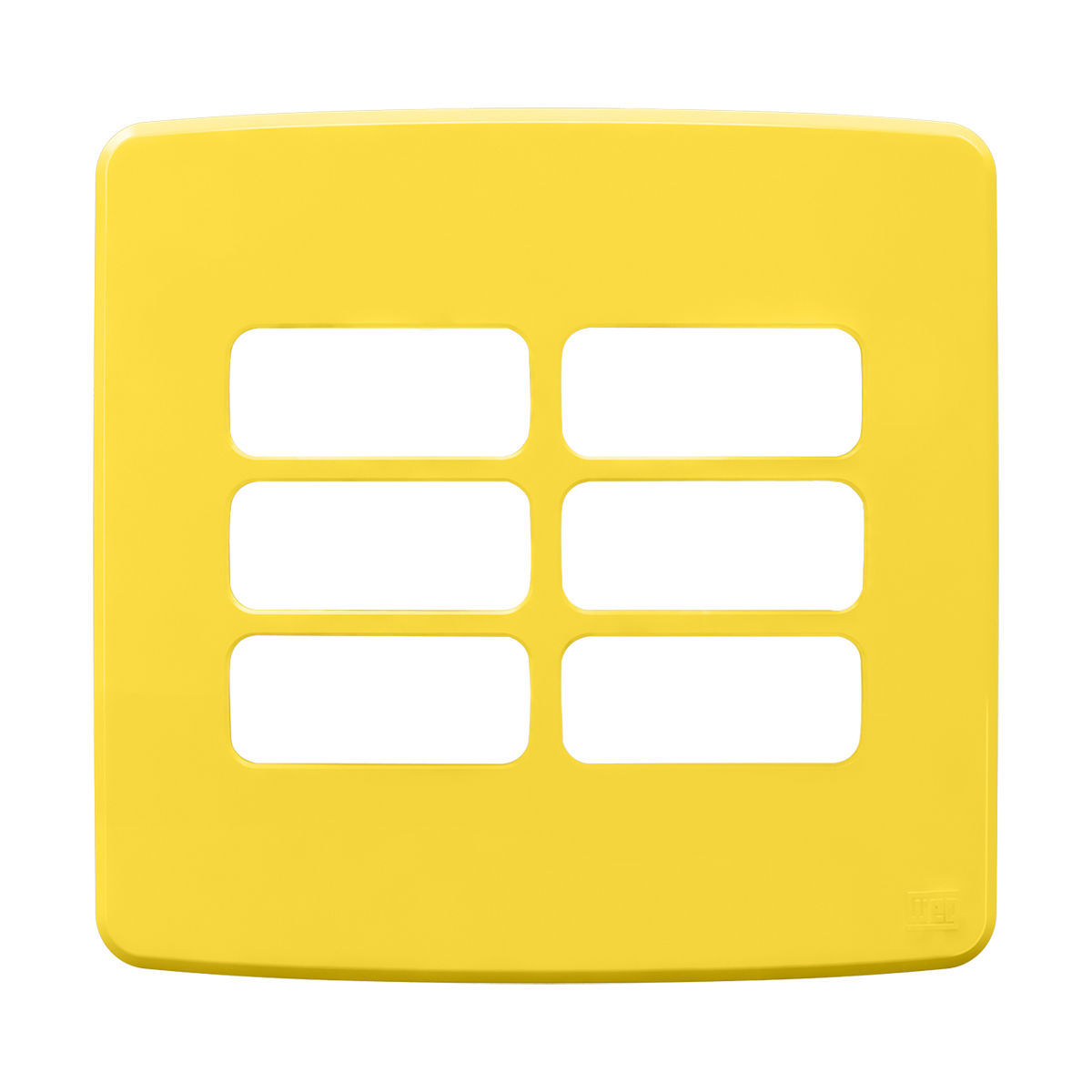 Placa Acabamento 4X4 Polegadas 6 Módulos 3+3 Postos Separados Amarelo Composé Weg