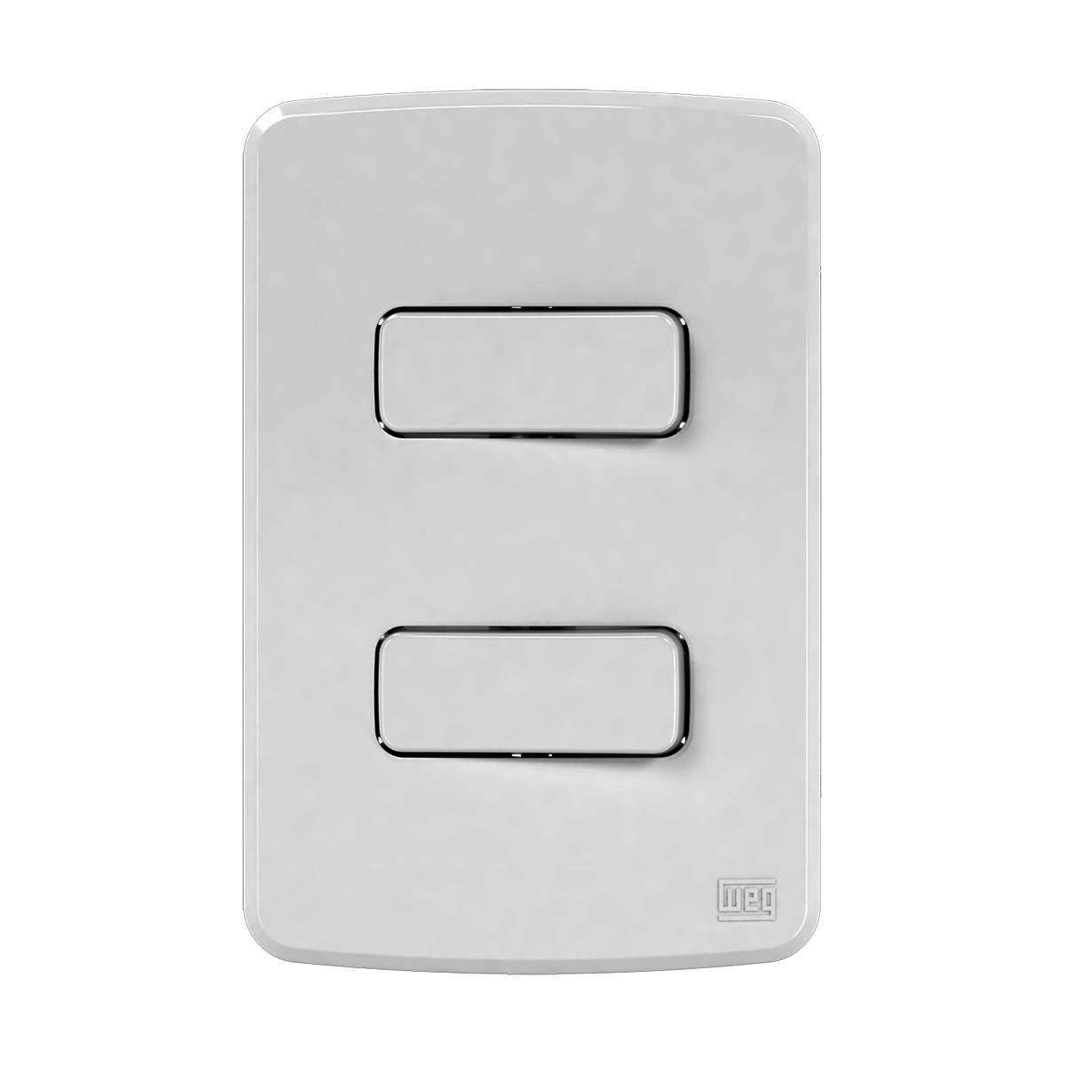 Conjunto 1 Interruptor Simples + 1 Interruptor Paralelo Distanciados 10A 4X2 Composé Branco - WEG