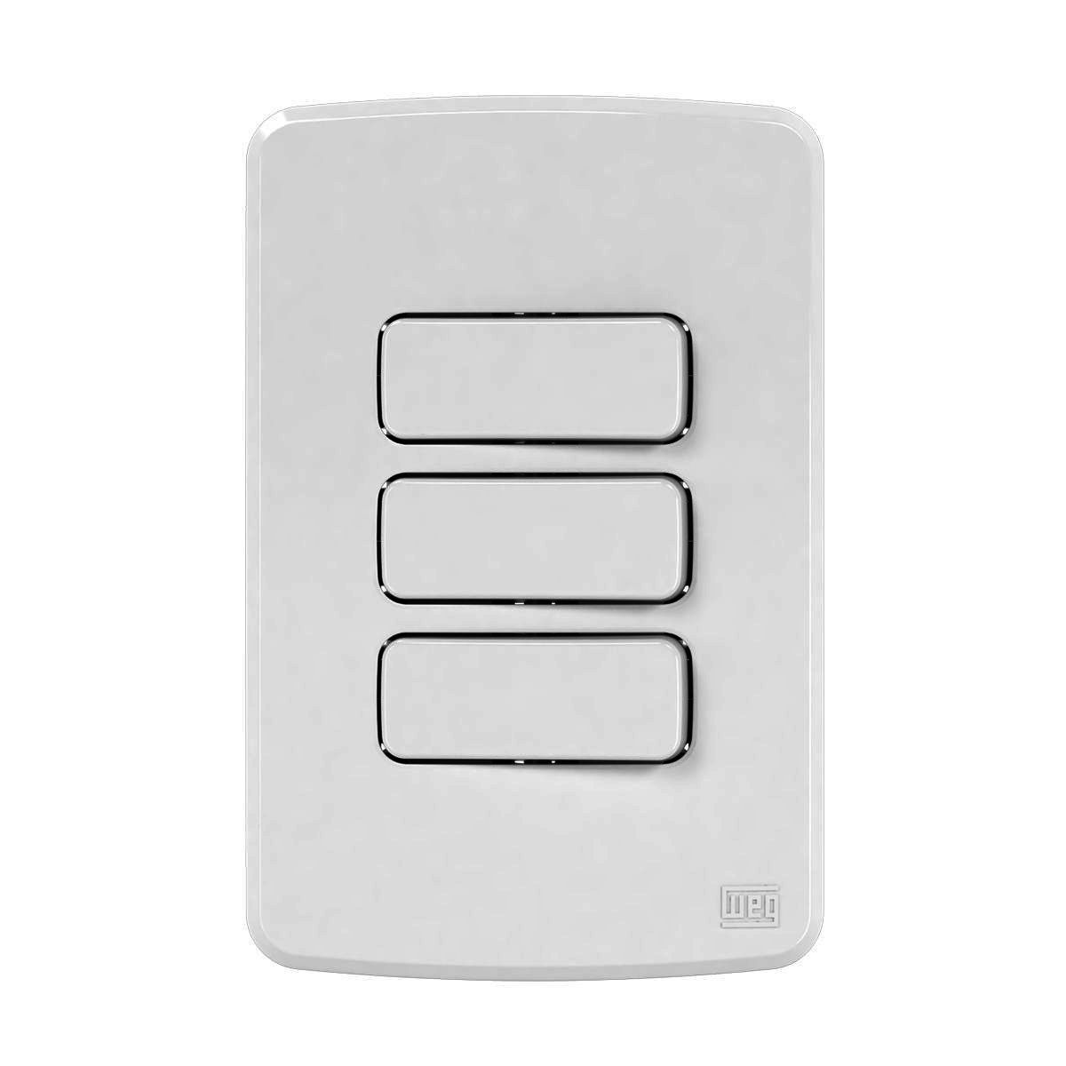 Conjunto 3 Interruptor Simples 10A 250V Com Placa 4X2 Branco Compose 13272423 - WEG