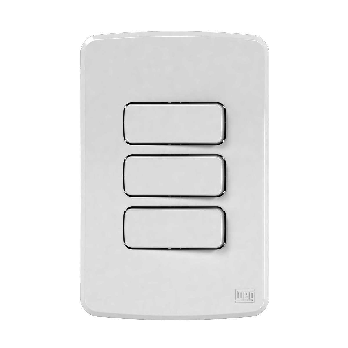Conjunto 2 Interruptores Simples + 1 Interruptores Paralelo 10A 4X2 Composé Branco - WEG