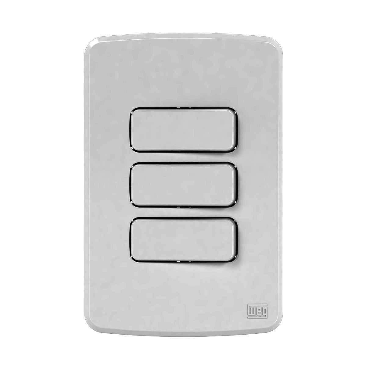 Conjunto 1 Interruptor Simples + 2 Interruptores Paralelo 10A 4X2 Composé Branco - WEG