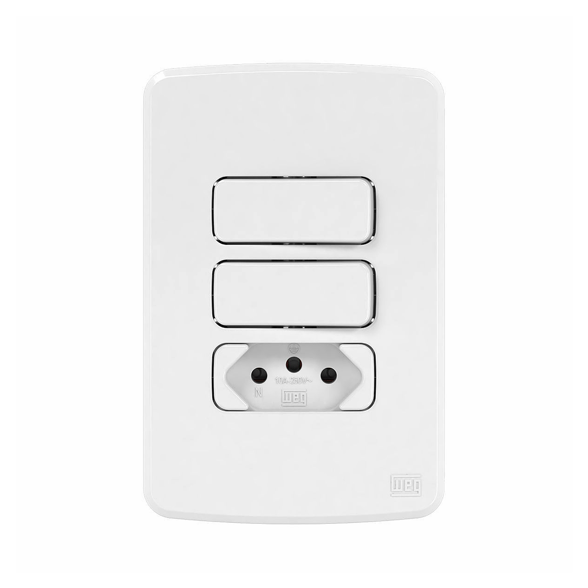 Conjunto 2 Interruptores Simples + 1 Tomada 10A 4X2 Composé Branco - WEG