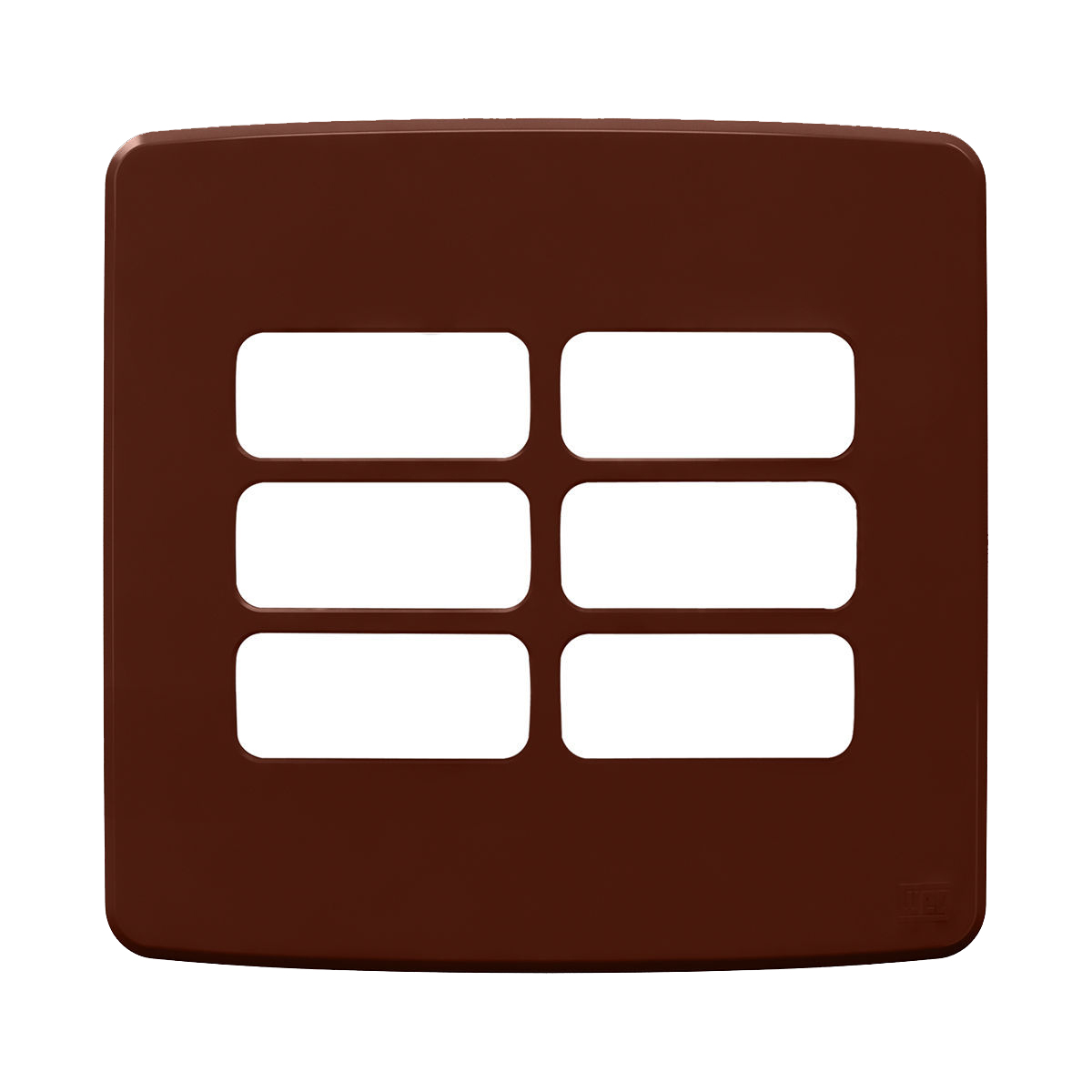 Placa Acabamento 4X4 Polegadas 6 Módulos 3+3 Postos Separados Marrom Composé Weg