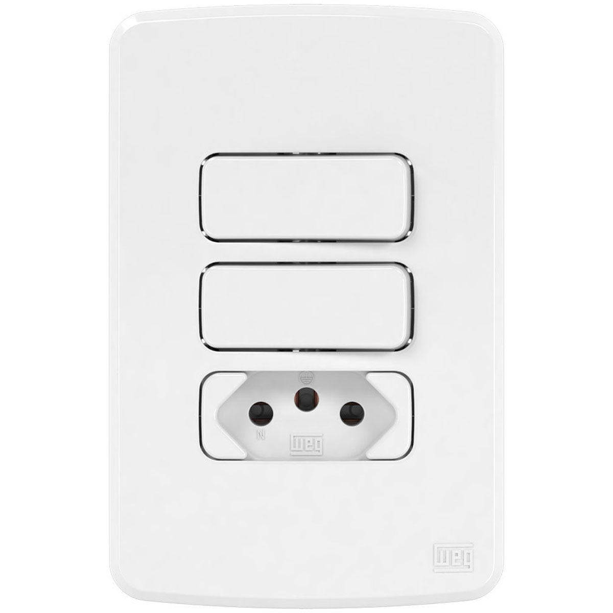 Conjunto 2 Interruptores Paralelo + 1 Tomada 10A 4X2 Composé Branco - WEG