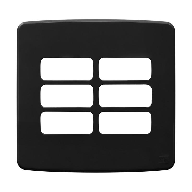 Placa Acabamento 6 Postos Horizontal 4X4 Composé Preto - WEG