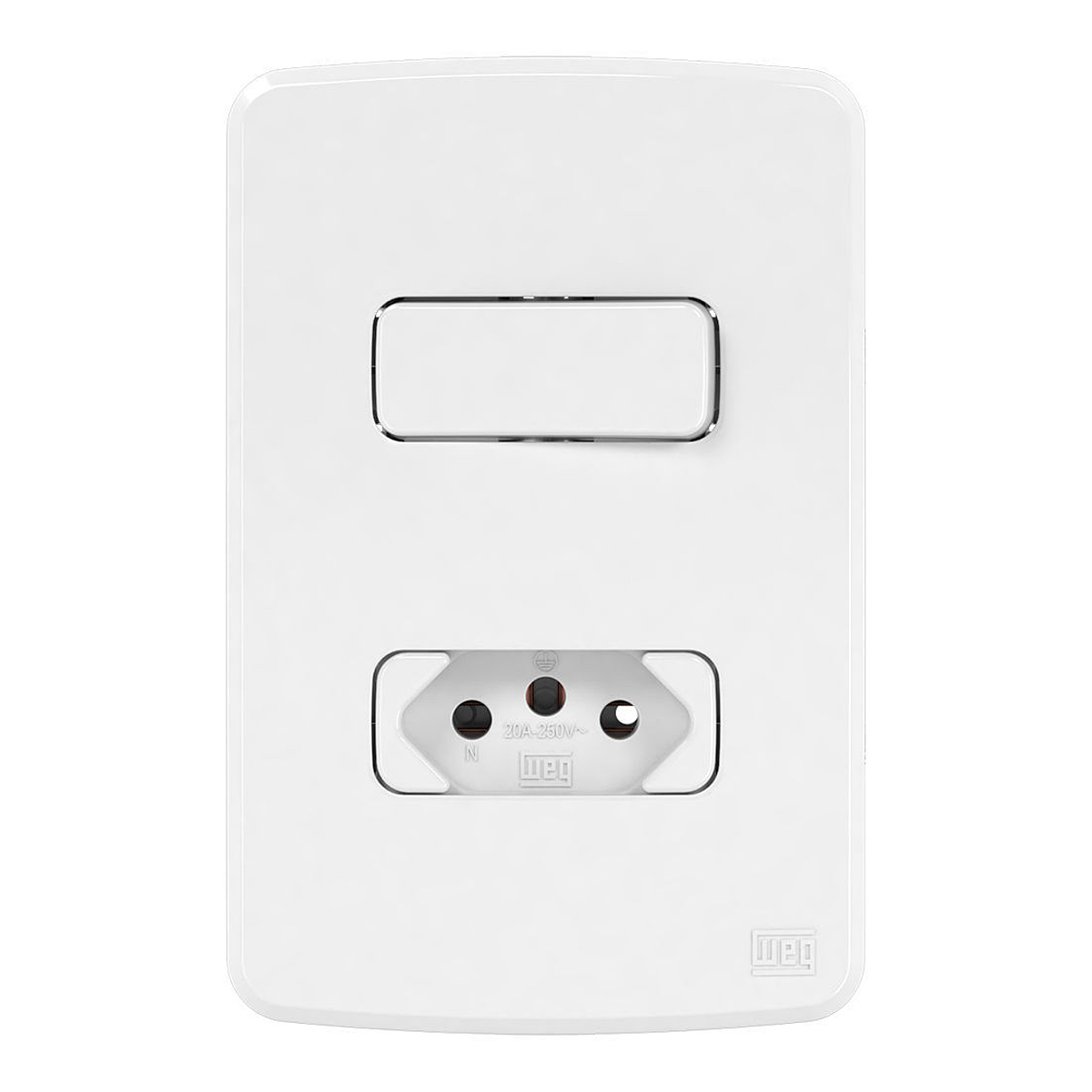 Conjunto 1 Interruptor Simples + 1 Tomada Distanciados 20A 4X2 Composé Branco - WEG