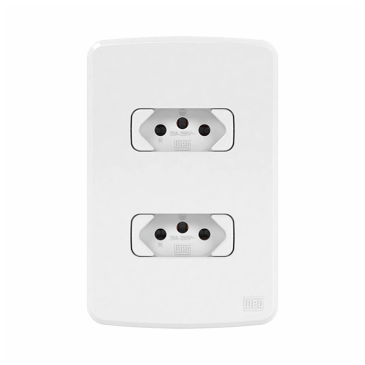 Conjunto 2 Tomada Distanciados 20A 4X2 Composé Branco - WEG