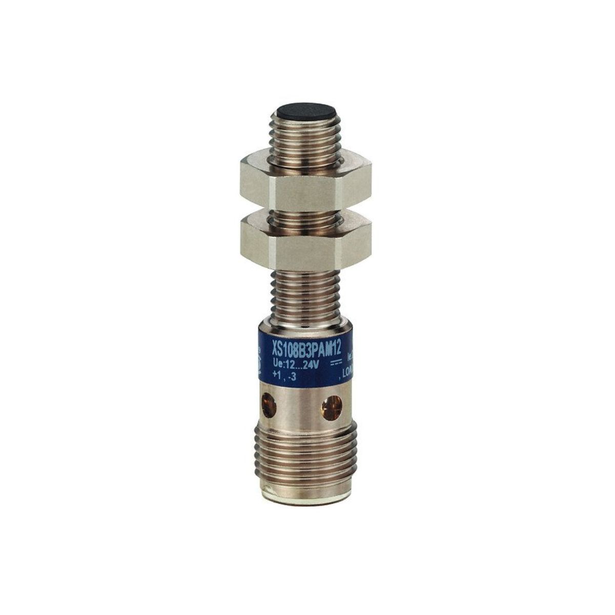 Sensor Indutivo Cilíndrico Roscado Sn=2,5Mm M8X1,00Mm Latão Niquelado 3 Fios 12-24Vcc Conector M12 4 Pinos Npn 1Na 1 Led - Telemecanique
