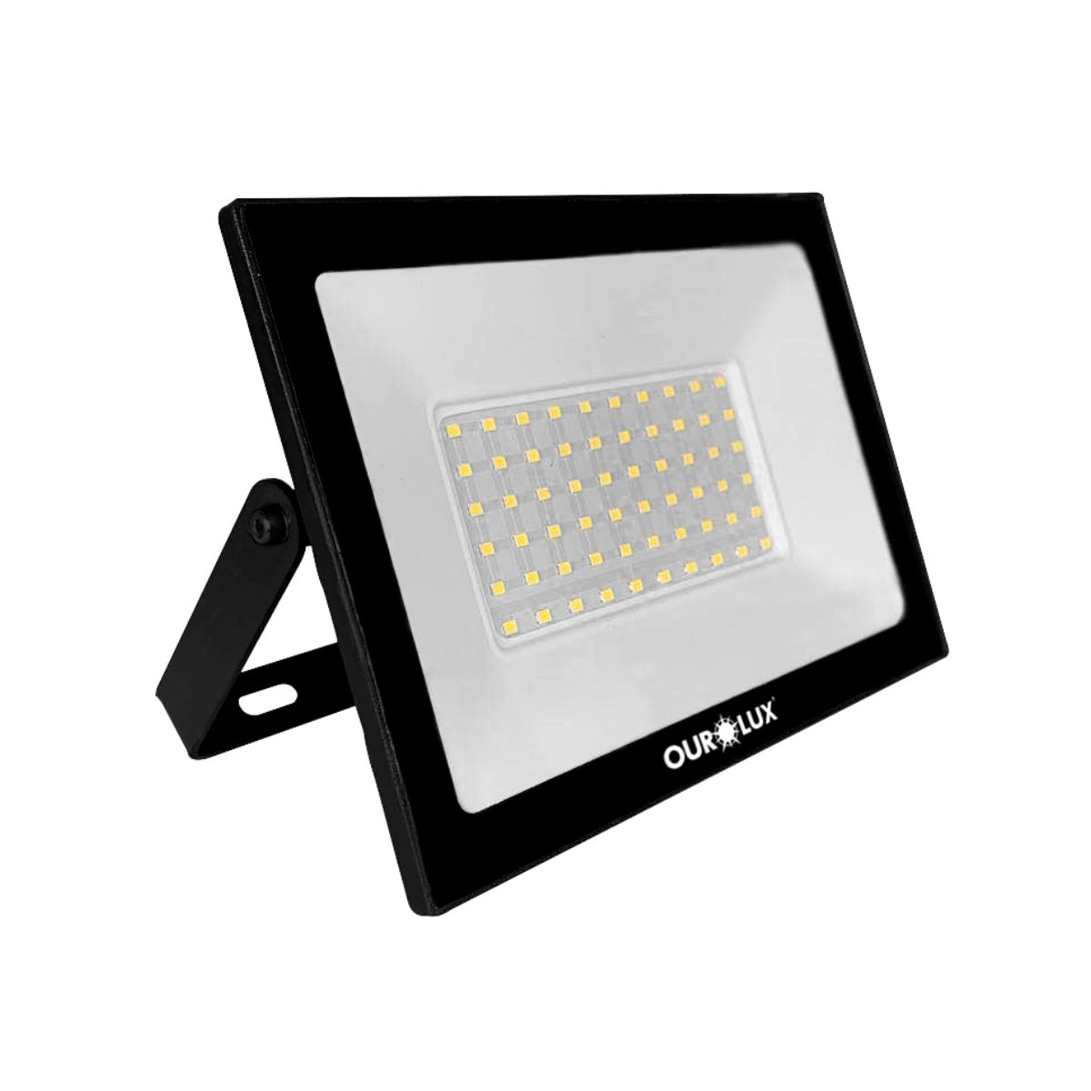 Refletor Led Quadrado Sobrepor Preto 50W Bivolt Branco Frio - Ourolux