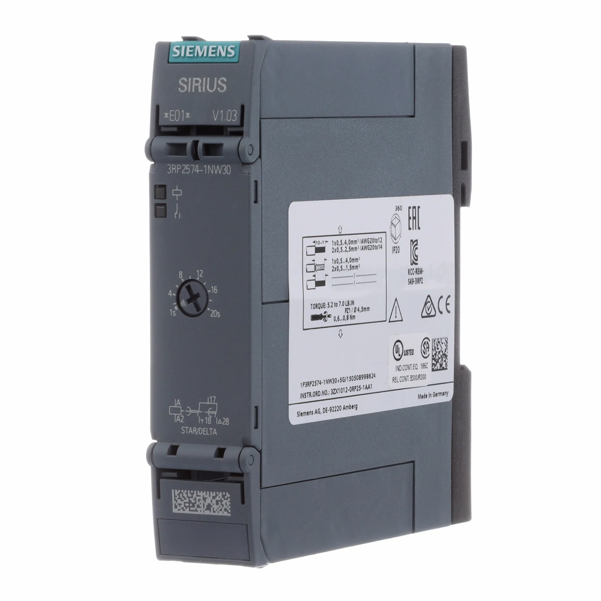 Relé Temporizador Eletrônico Função Estrela Triângulo 12-240Vac/Dc 1-20S 50/60Hz 3RP25741NW30 Siemens