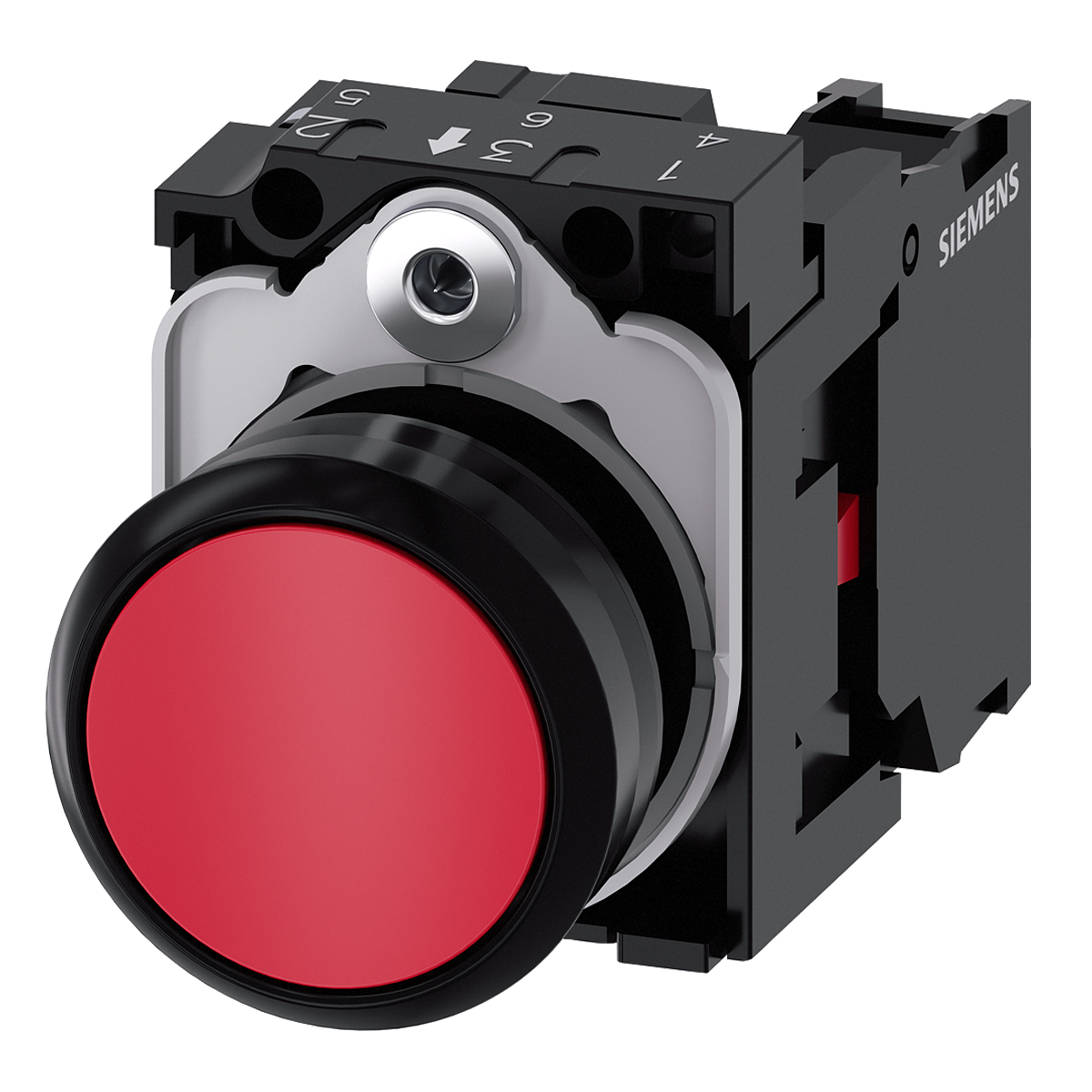 Botão Comando Pulsador Faceado Redondo 22mm Plástico Vermelho 1Nf 3SU11000AB201CA0 Siemens