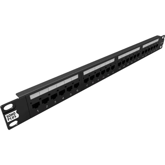 Patch Panel 24 Portas 1Ux19 Polegadas Preto Cat6 T568A/B Sohoplus - Furukawa
